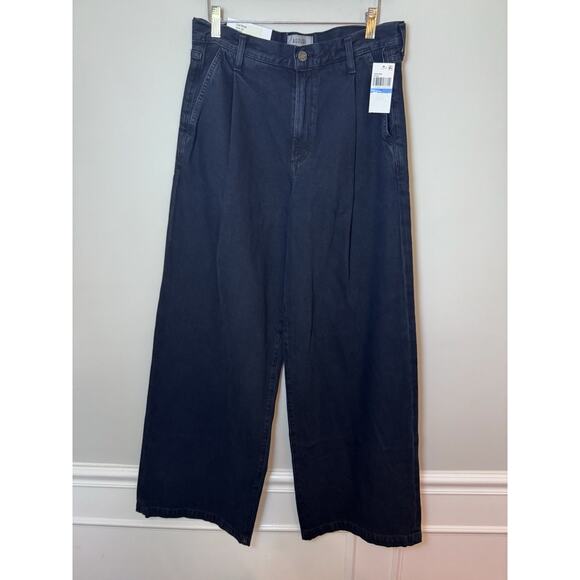 Agolde Ellis Wide Leg Denim Trouser - Crushed Black Sz 25 $268 - Picture 2 of 16